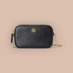 GUCCI GG Marmont黑色皮革斜揹包-772759