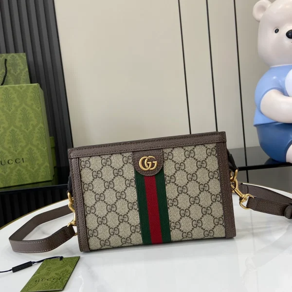 GUCCI Ophidia迷你米棕帆布斜揹包-795467：圖片 2