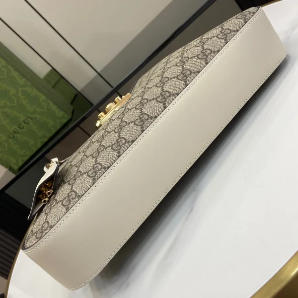 GUCCI GG Supreme中號米棕皮革斜揹包-795113：圖片 5