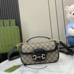 GUCCI Horsebit 1955小號黑色皮革手提包-815206：圖片 2