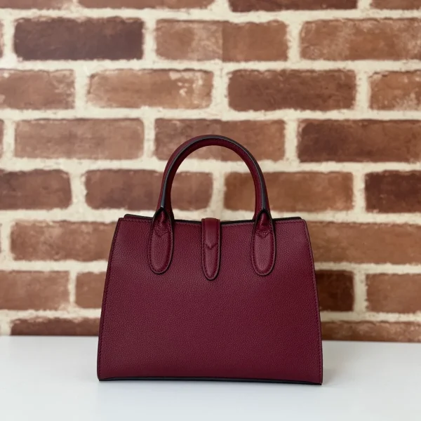 GUCCI Elegance米白粒面皮手提包-795349：圖片 4