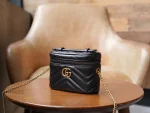 GUCCI GG Marmont黑色皮革手挽包-699515：圖片 6