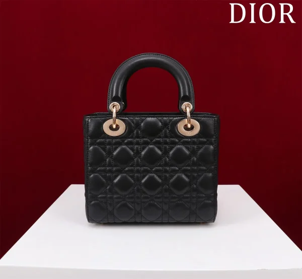 Dior Lady 黑色羊皮斜挎包小號PM-M0538：圖片 3