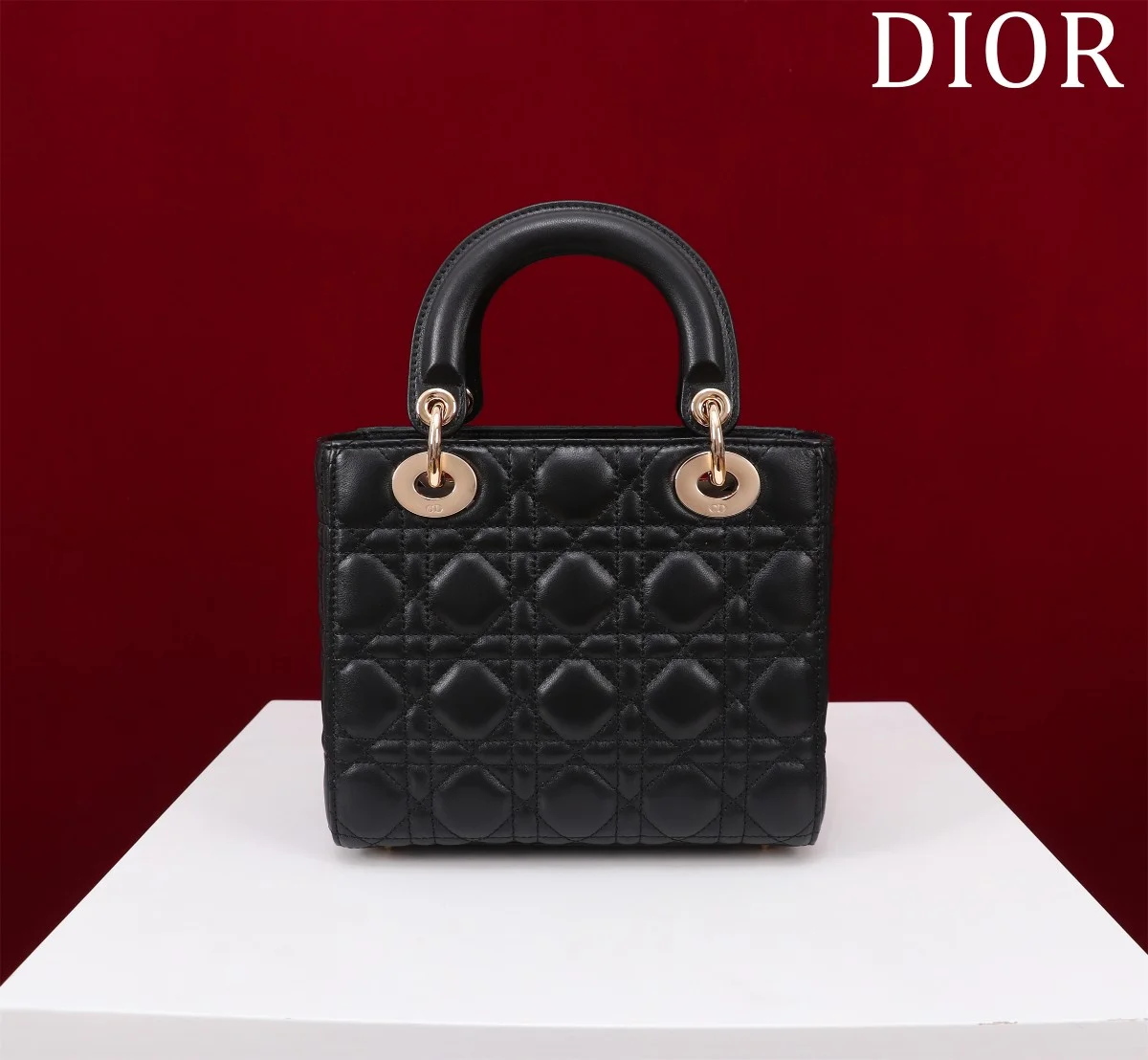 Dior Lady 黑色羊皮斜挎包小號PM-M0538 4 Dior Lady 黑色羊皮斜挎包小號PM-M0538