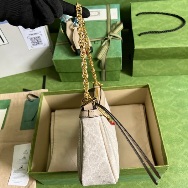 GUCCI Ophidia米棕帆布斜背包-735132：圖片 5