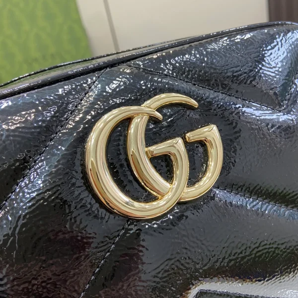 GUCCI GG Marmont黑色漆皮肩揹包-802448：圖片 6