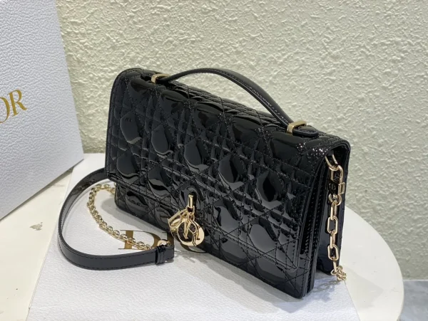 Dior Top 黑色漆皮斜挎包小號PM-M0997：圖片 3