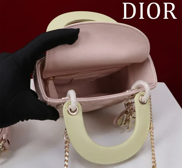 Dior Lady 迷你粉色羊皮斜挎包迷你-M0505：圖片 7