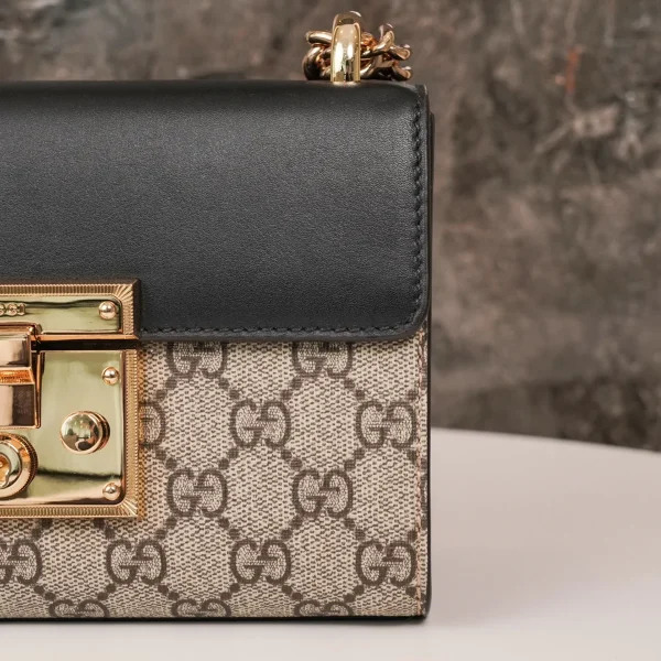 GUCCI GG Supreme小號米黑帆布斜背包-409487：圖片 5