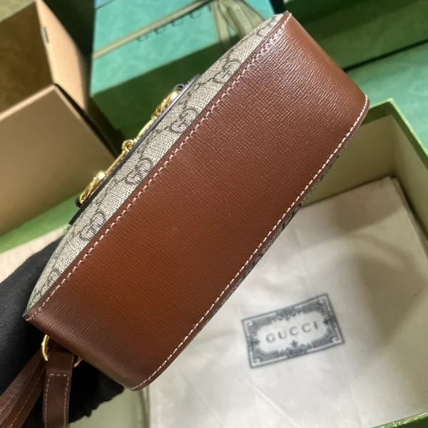 GUCCI Horsebit 1955小號白色皮革肩揹包-760196：圖片 4
