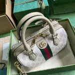 GUCCI GG Supreme迷你米棕帆布手提包-772053：圖片 7