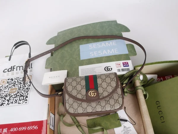 GUCCI Ophidia迷你藍米帆布斜背包-772239：圖片 2