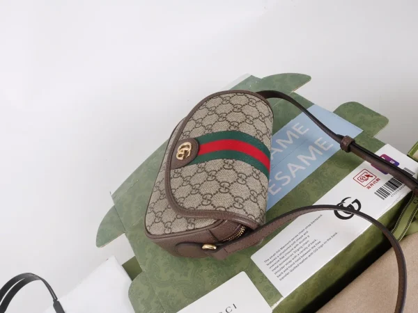 GUCCI Ophidia迷你藍米帆布斜背包-772239：圖片 4