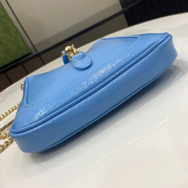 GUCCI Jackie Notte迷你天藍漆皮肩揹包-782889：圖片 5