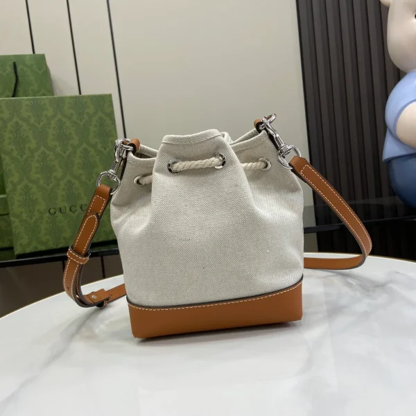 GUCCI Gucci Lido米棕帆布單肩包-777166：圖片 4