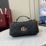 GUCCI GG Milano迷你黑色絎縫皮革斜揹包-806017：圖片 2