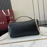 GUCCI GG Milano小號黑絎縫皮革手挽包-806016：圖片 4