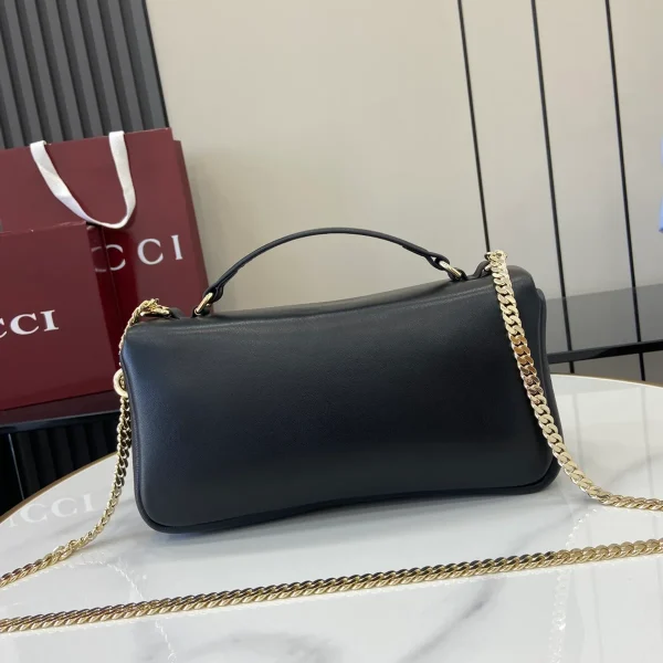 GUCCI GG Milano小號黑絎縫皮革手挽包-806016：圖片 4
