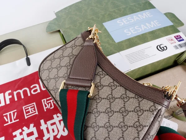 GUCCI Ophidia藍帆布斜挎包-735132：圖片 9