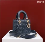 Dior Lady 藍色羊皮單肩包小號PM-M0538：圖片 2