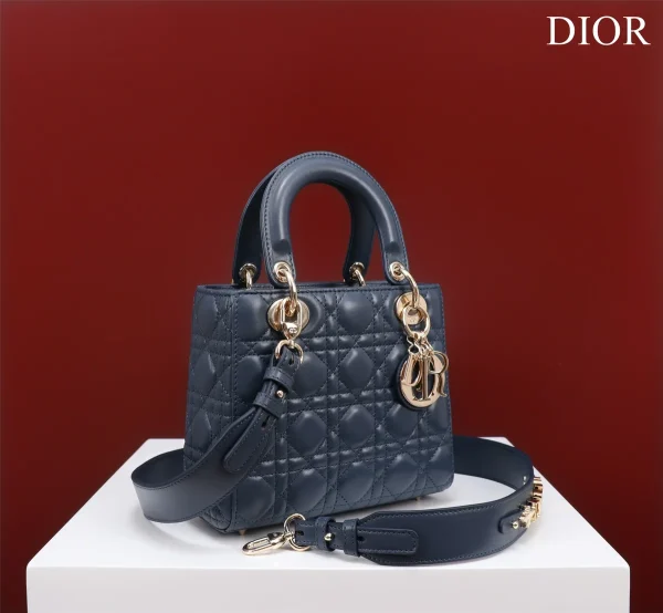 Dior Lady 藍色羊皮單肩包小號PM-M0538：圖片 2