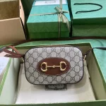 GUCCI Horsebit 1955小號白色皮革肩揹包-760196：圖片 2