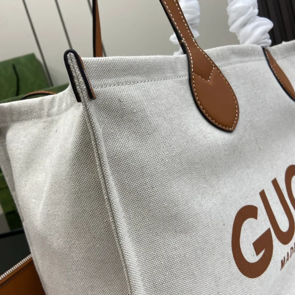 GUCCI Gucci Lido中號米棕帆布手挽包-772176：圖片 7