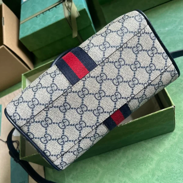GUCCI GG Supreme迷你米藍帆布手挽包-772053：圖片 4