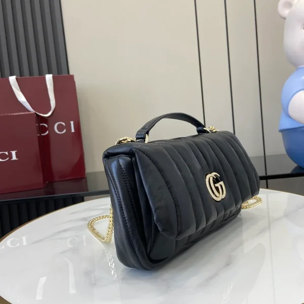 GUCCI GG Milano小號黑色皮革斜背包-806016：圖片 3