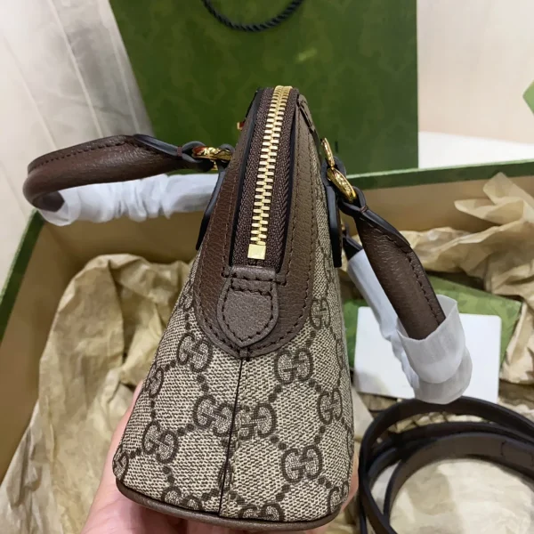 GUCCI Ophidia迷你米棕帆布手提包-772216：圖片 6