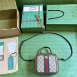 GUCCI Ophidia米棕帆布迷你斜揹包-772157：圖片 10