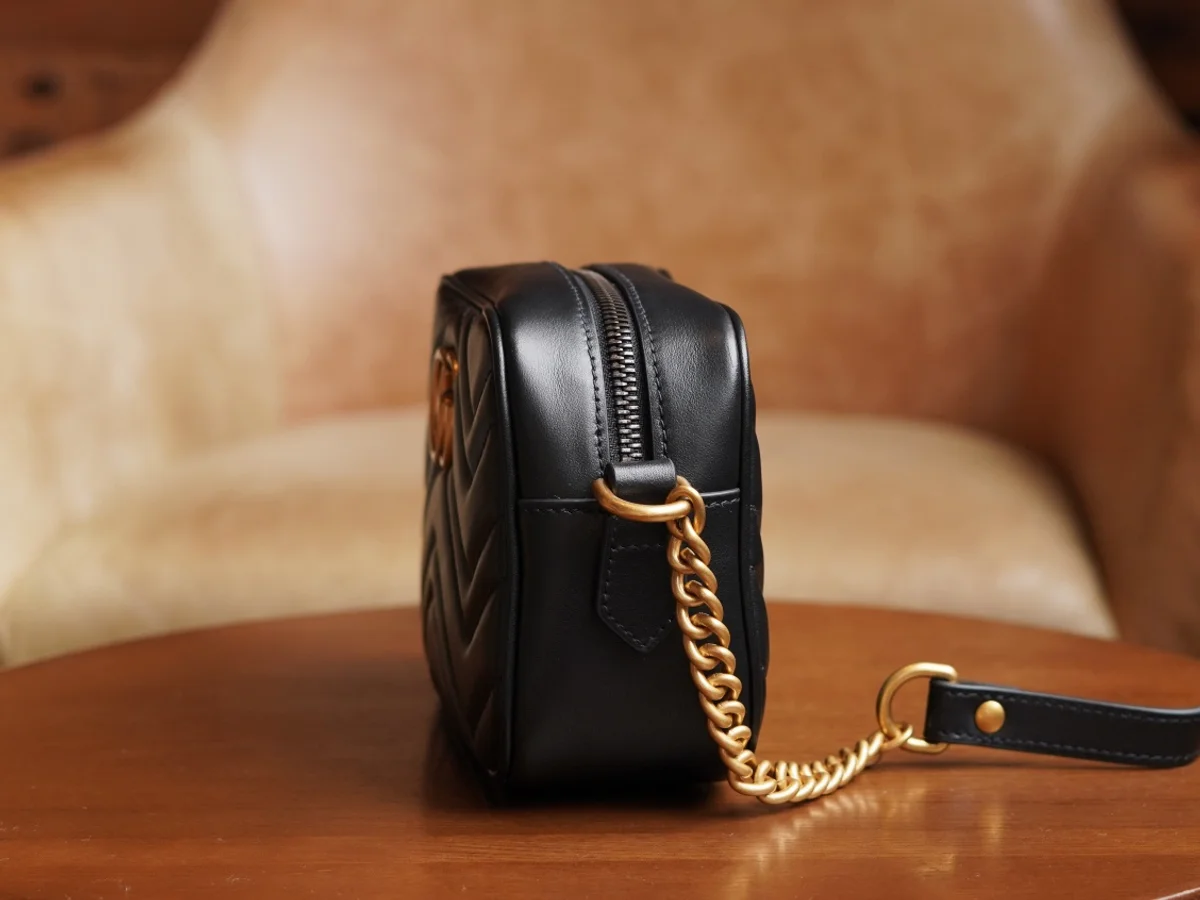 GUCCI GG Marmont黑色皺摺肩揹包-448065 4 GUCCI GG Marmont黑色皺摺肩揹包-448065