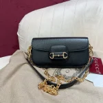 GUCCI Horsebit 1955小號米棕帆布斜揹包-735178：圖片 2