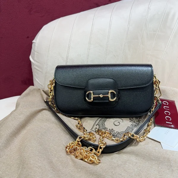 GUCCI Horsebit 1955小號米棕帆布斜揹包-735178：圖片 2