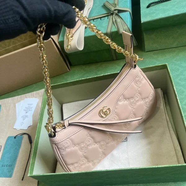 GUCCI GG Quilted中號粉米皮革斜背包-735049：圖片 7
