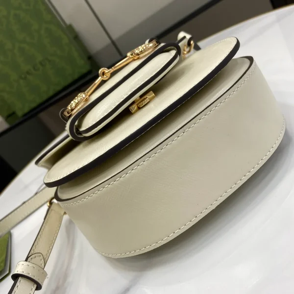 GUCCI Horsebit 1955黑皮革肩揹包-781387：圖片 5