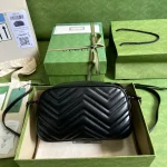GUCCI GG Marmont小號灰皮肩揹包-447632：圖片 3