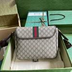 GUCCI Ophidia中米棕帆布郵差包-761741：圖片 3