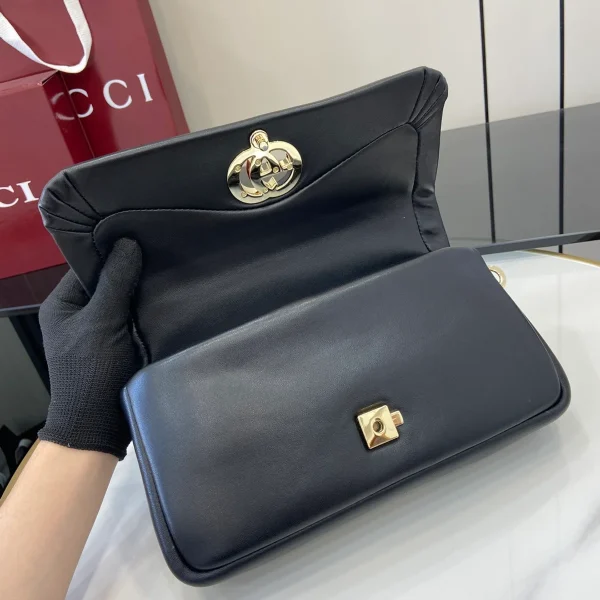GUCCI GG Milano小號黑絎縫皮革手挽包-806016：圖片 8