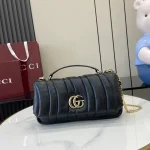 GUCCI GG Milano小號黑色皮革斜背包-806016：圖片 2