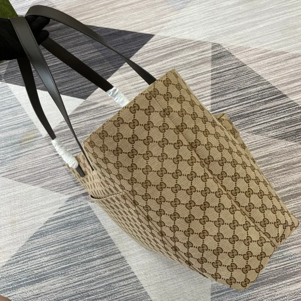 GUCCI Original GG大號米棕帆布托特包-802166：圖片 4