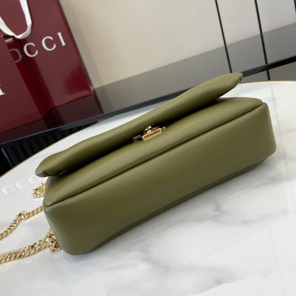 GUCCI GG Milano迷你綠色蓬鬆皮革斜揹包-806017：圖片 6