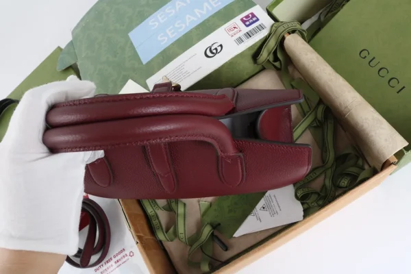 GUCCI Rosso Ancora中號紅色皮革手提包-806205：圖片 8
