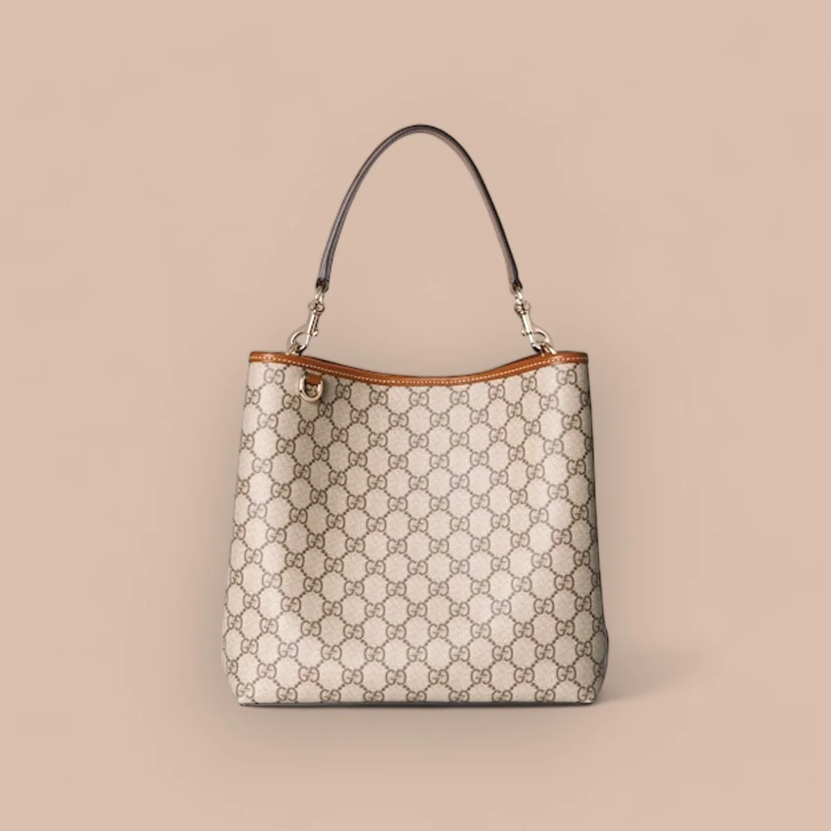 GUCCI GG Emblem小號米棕帆布肩揹包-815103 1 GUCCI GG Emblem小號米棕帆布肩揹包-815103