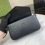 GUCCI GG Signature小號黑色皮革肩揹包-772794：圖片 8