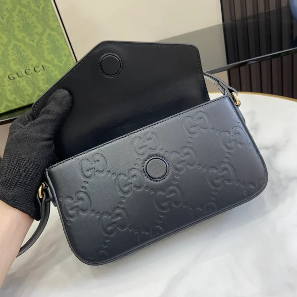 GUCCI GG Signature小號黑色皮革肩揹包-772794：圖片 8