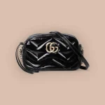 GUCCI GG Marmont黑色漆皮肩揹包-802448