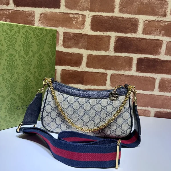 GUCCI Ophidia米白帆布斜背包-735132：圖片 4