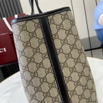 GUCCI GG Emblem中號米棕帆布托特包-815213：圖片 7