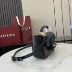 GUCCI Horsebit 1955小號米黑塗層手提包-815206：圖片 3